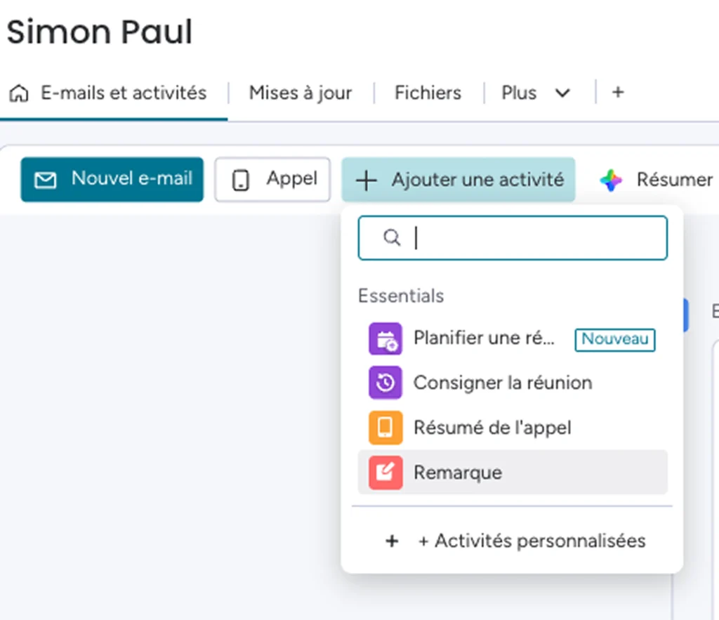 photo activités clients page crm